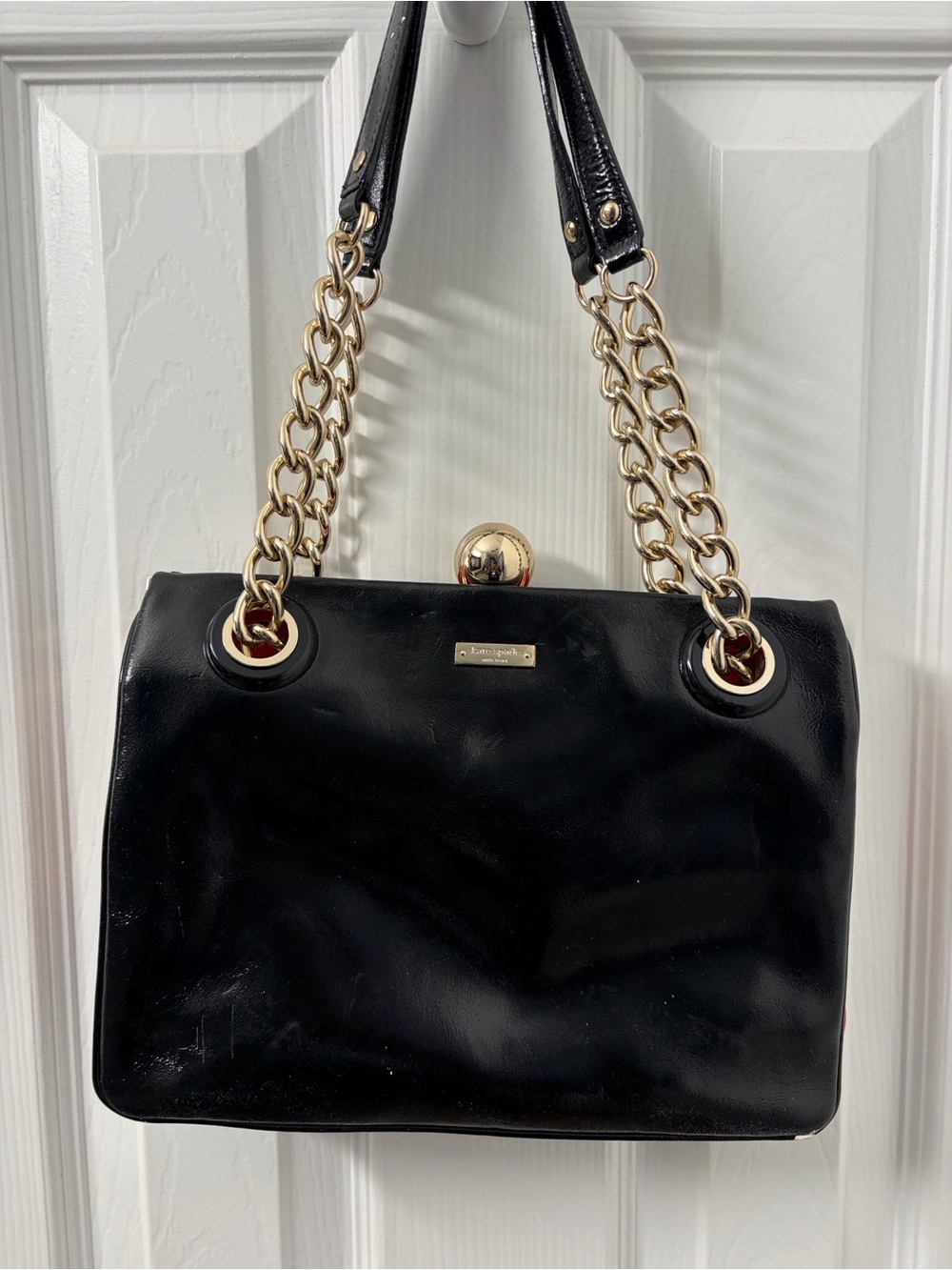 kate spade Black Patent Leather Shoulder Bag with Gold Hardware - Picture 9 of 10